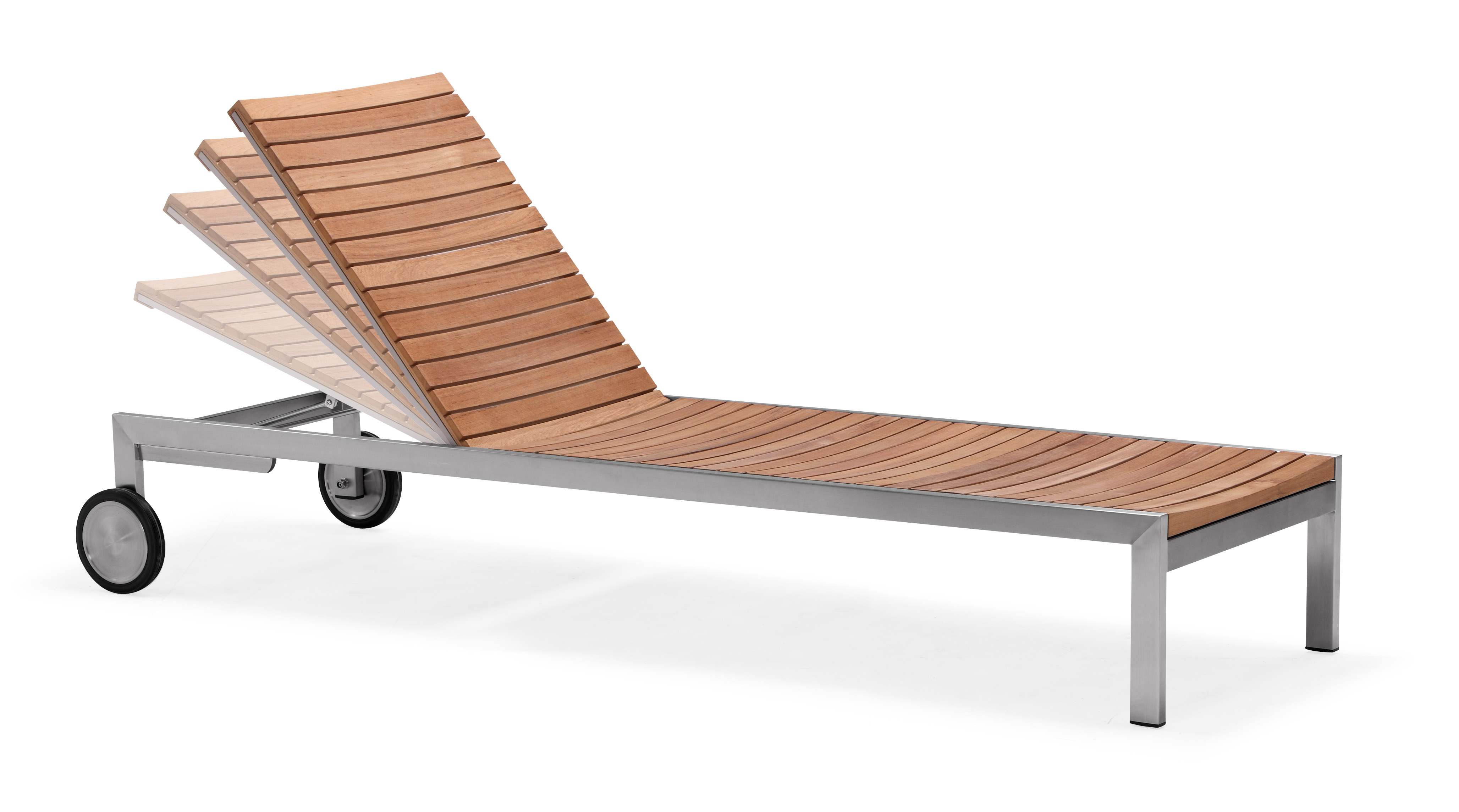 Weather proof outdoor chaise lounge teak sun lounger armless (CS001M)