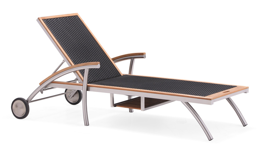 Teak all weather adjustable sun lounger (C011TF)