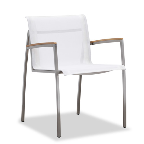 White outdoor dining chair with armrest(Y302BF)